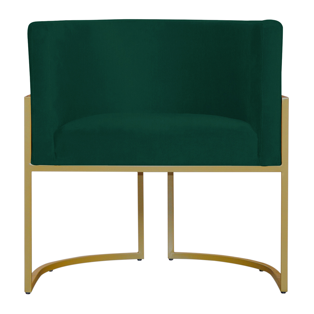 Kit 3 Poltronas Decorativa Sala de Estar Luana Base Gold Suede Verde - Montanaris Decor