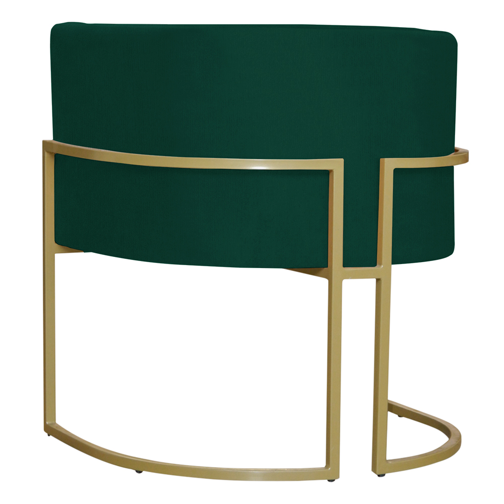 Kit 3 Poltronas Decorativa Sala de Estar Luana Base Gold Suede Verde - Montanaris Decor