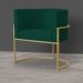 Kit 3 Poltronas Decorativa Sala de Estar Luana Base Gold Suede Verde - Montanaris Decor