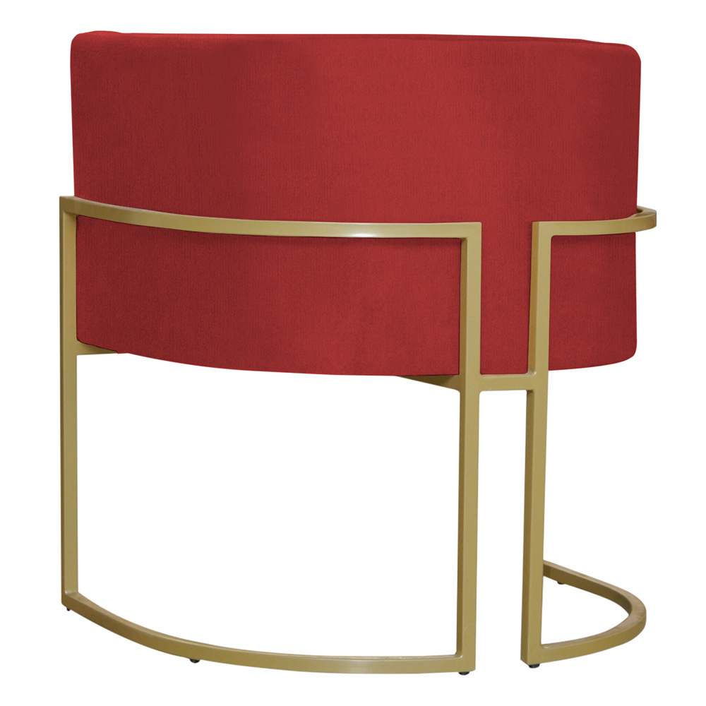 Kit 3 Poltronas Decorativa Sala de Estar Luana Base Gold Suede Vermelho - Montanaris Decor