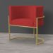 Kit 3 Poltronas Decorativa Sala de Estar Luana Base Gold Suede Vermelho - Montanaris Decor