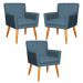 Kit 3 Poltronas Decorativa para Sala de Estar Cecília Linho Azul - Montanaris Decor