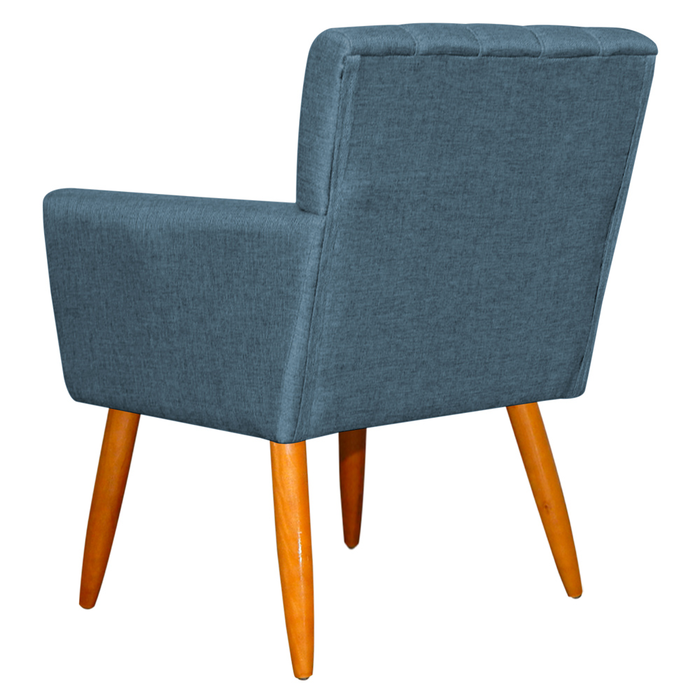 Kit 3 Poltronas Decorativa para Sala de Estar Cecília Linho Azul - Montanaris Decor