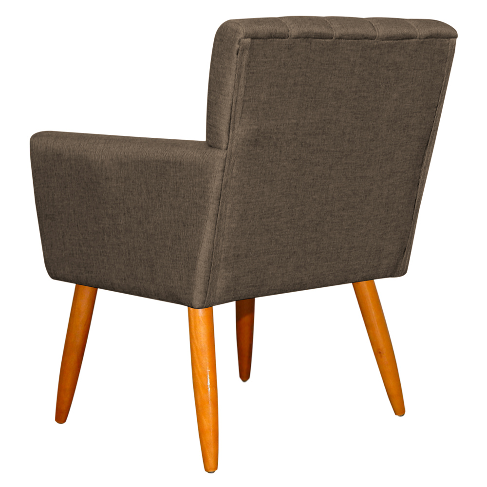 Kit 3 Poltronas Decorativa para Sala de Estar Cecília Linho Marrom - Montanaris Decor