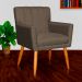 Kit 3 Poltronas Decorativa para Sala de Estar Cecília Linho Marrom - Montanaris Decor