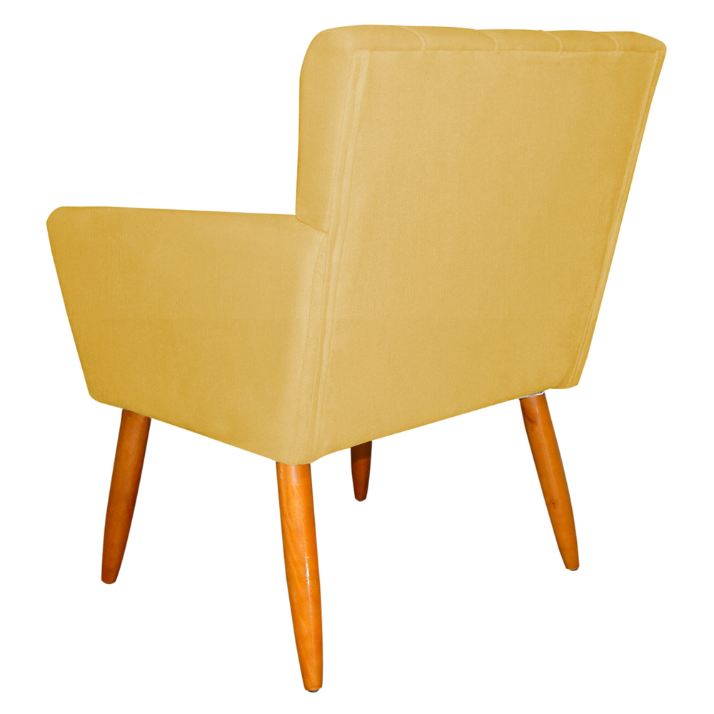 Kit 3 Poltronas Decorativa para Sala de Estar Cecília Suede Amarelo - Montanaris Decor