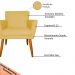 Kit 3 Poltronas Decorativa para Sala de Estar Cecília Suede Amarelo - Montanaris Decor
