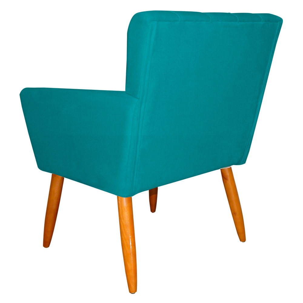 Kit 3 Poltronas Decorativa para Sala de Estar Cecília Suede Azul Turquesa - Montanaris Decor