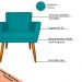 Kit 3 Poltronas Decorativa para Sala de Estar Cecília Suede Azul Turquesa - Montanaris Decor