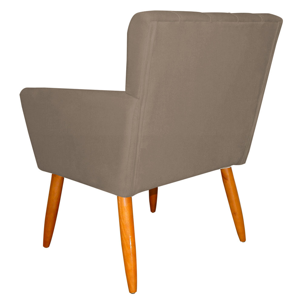 Kit 3 Poltronas Decorativa para Sala de Estar Cecília Suede Cappuccino - Montanaris Decor