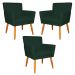 Kit 3 Poltronas Decorativa para Sala de Estar Cecília Suede Verde - Montanaris Decor