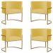 Kit 4 Poltronas Decorativa Sala de Estar Luana Base Gold Suede Amarelo - Montanaris Decor