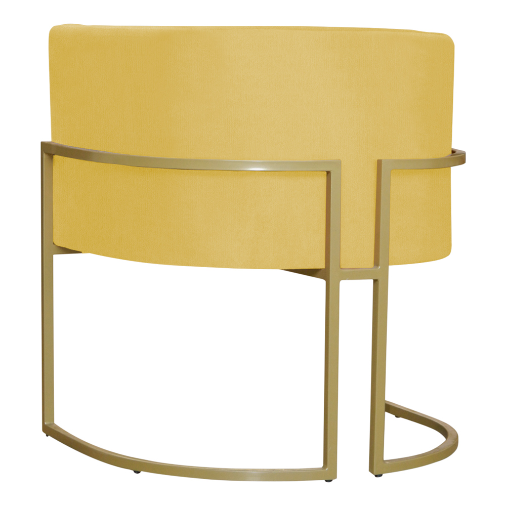 Kit 4 Poltronas Decorativa Sala de Estar Luana Base Gold Suede Amarelo - Montanaris Decor