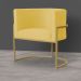Kit 4 Poltronas Decorativa Sala de Estar Luana Base Gold Suede Amarelo - Montanaris Decor