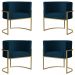 Kit 4 Poltronas Decorativa Sala de Estar Luana Base Gold Suede Azul Marinho - Montanaris Decor
