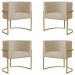 Kit 4 Poltronas Decorativa Sala de Estar Luana Base Gold Suede Bege - Montanaris Decor