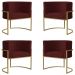 Kit 4 Poltronas Decorativa Sala de Estar Luana Base Gold Suede Bordô - Montanaris Decor