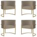 Kit 4 Poltronas Decorativa Sala de Estar Luana Base Gold Suede Cappuccino - Montanaris Decor