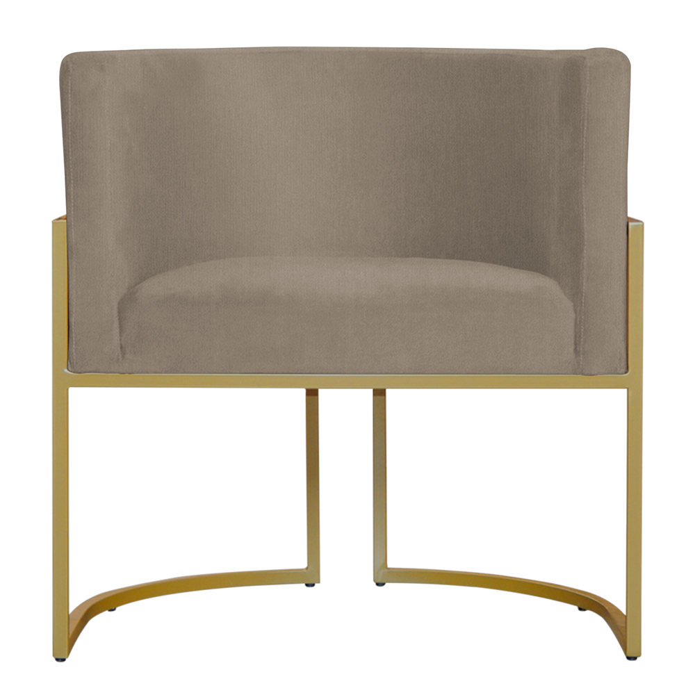 Kit 4 Poltronas Decorativa Sala de Estar Luana Base Gold Suede Cappuccino - Montanaris Decor