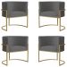 Kit 4 Poltronas Decorativa Sala de Estar Luana Base Gold Suede Cinza - Montanaris Decor