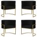 Kit 4 Poltronas Decorativa Sala de Estar Luana Base Gold Suede Preto - Montanaris Decor