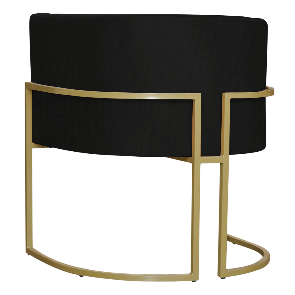 Kit 4 Poltronas Decorativa Sala de Estar Luana Base Gold Suede Preto - Montanaris Decor