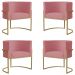 Kit 4 Poltronas Decorativa Sala de Estar Luana Base Gold Suede Rosa - Montanaris Decor