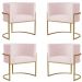 Kit 4 Poltronas Decorativa Sala de Estar Luana Base Gold Suede Rosa Claro - Montanaris Decor