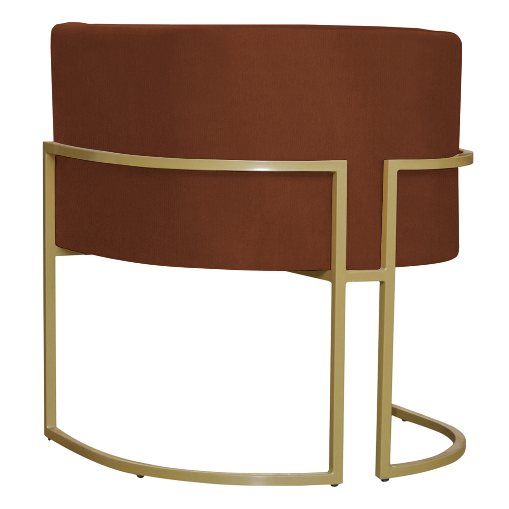 Kit 4 Poltronas Decorativa Sala de Estar Luana Base Gold Suede Terracota - Montanaris Decor
