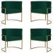 Kit 4 Poltronas Decorativa Sala de Estar Luana Base Gold Suede Verde - Montanaris Decor