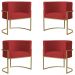 Kit 4 Poltronas Decorativa Sala de Estar Luana Base Gold Suede Vermelho - Montanaris Decor