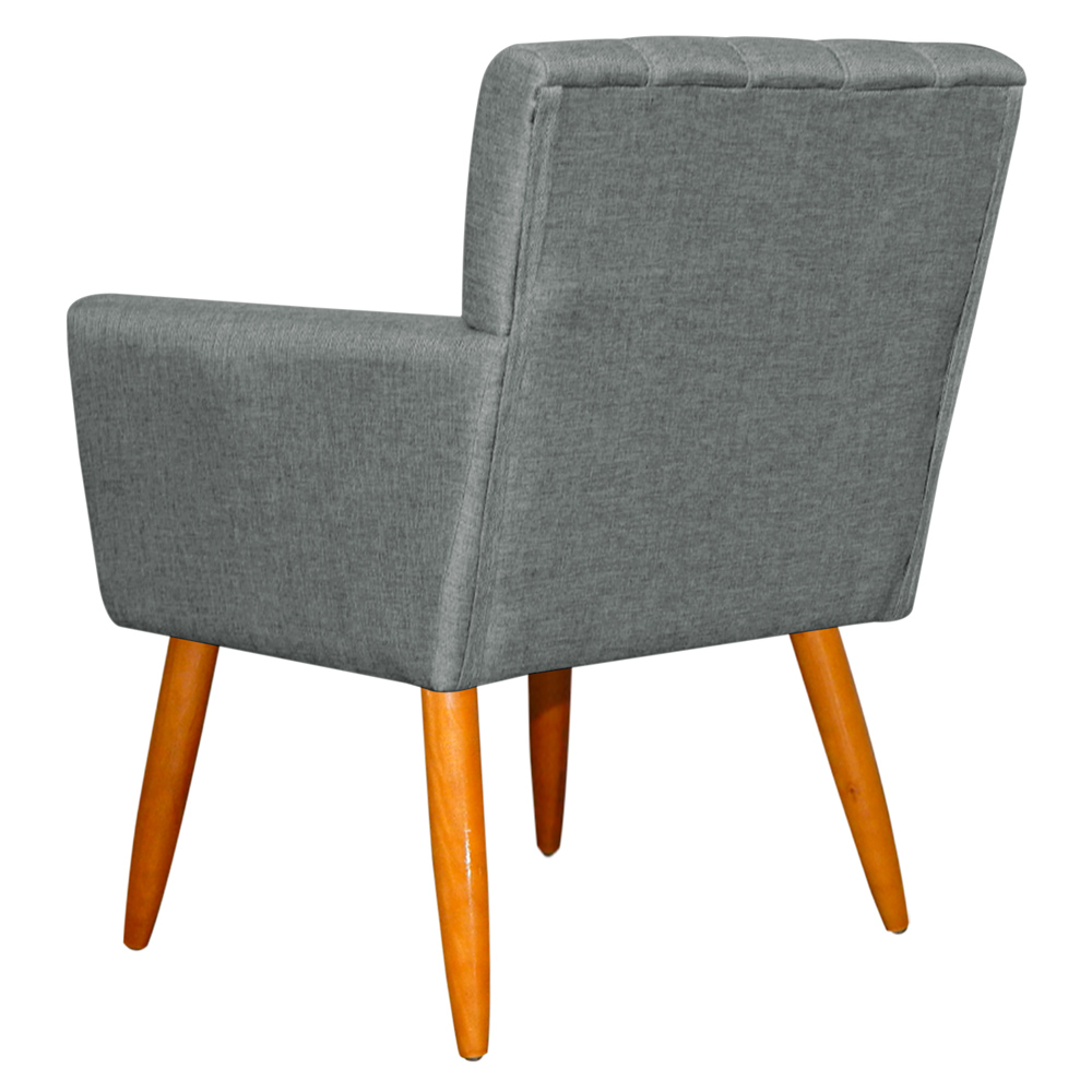 Kit 4 Poltronas Decorativa para Sala de Estar Cecília Linho Cinza - Montanaris Decor
