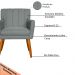 Kit 4 Poltronas Decorativa para Sala de Estar Cecília Linho Cinza - Montanaris Decor