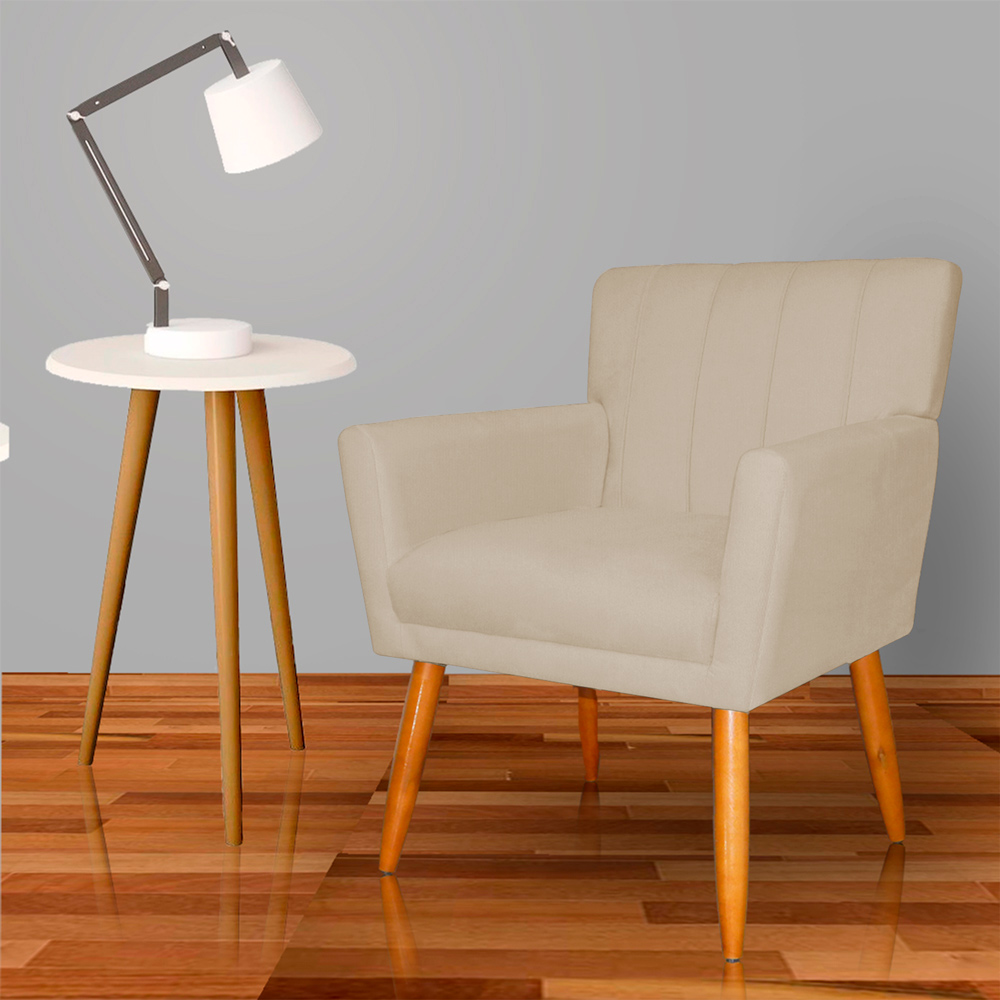 Kit 4 Poltronas Decorativa para Sala de Estar Cecília Suede Bege - Montanaris Decor