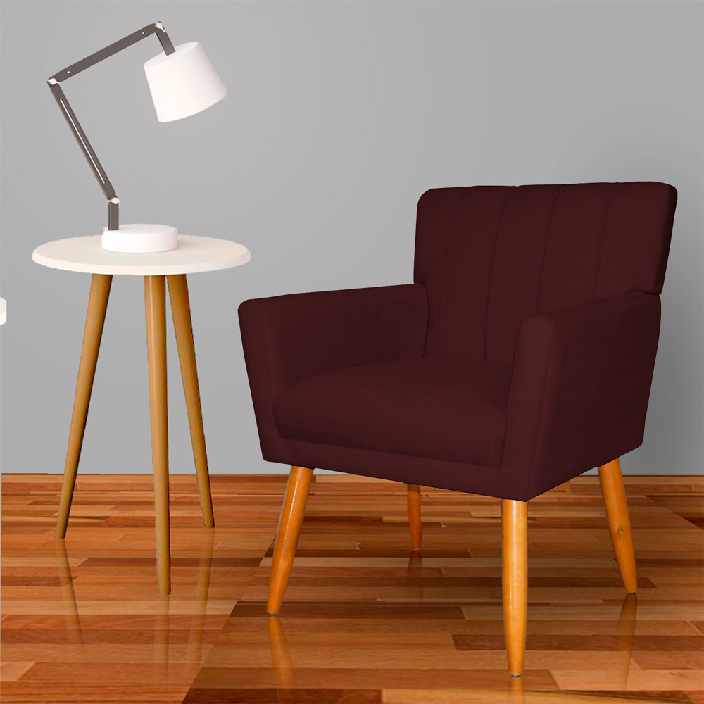 Kit 4 Poltronas Decorativa para Sala de Estar Cecília Suede Bordô - Montanaris Decor