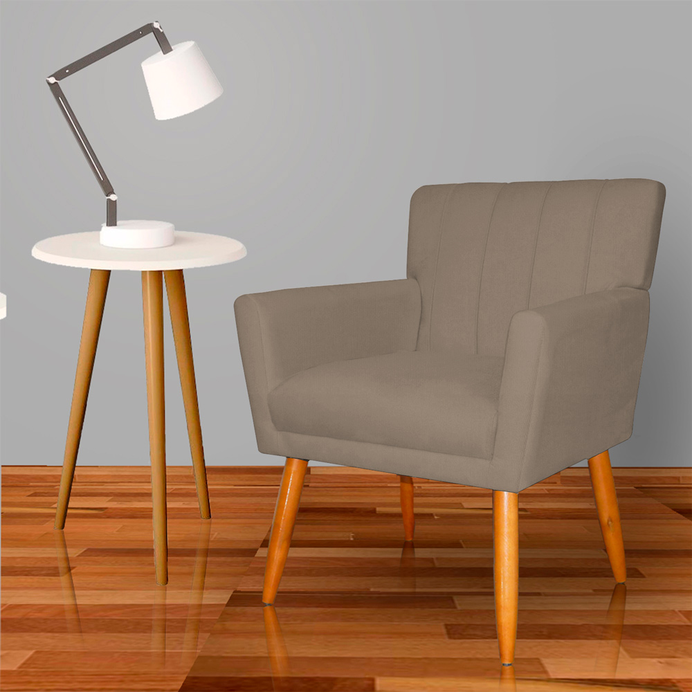 Kit 4 Poltronas Decorativa para Sala de Estar Cecília Suede Cappuccino - Montanaris Decor