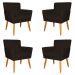 Kit 4 Poltronas Decorativa para Sala de Estar Cecília Suede Marrom - Montanaris Decor
