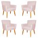 Kit 4 Poltronas Decorativa para Sala de Estar Cecília Suede Rosa Claro - Montanaris Decor