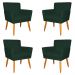 Kit 4 Poltronas Decorativa para Sala de Estar Cecília Suede Verde - Montanaris Decor