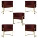 Kit 5 Poltronas Decorativa Sala de Estar Luana Base Gold Suede Bordô - Montanaris Decor