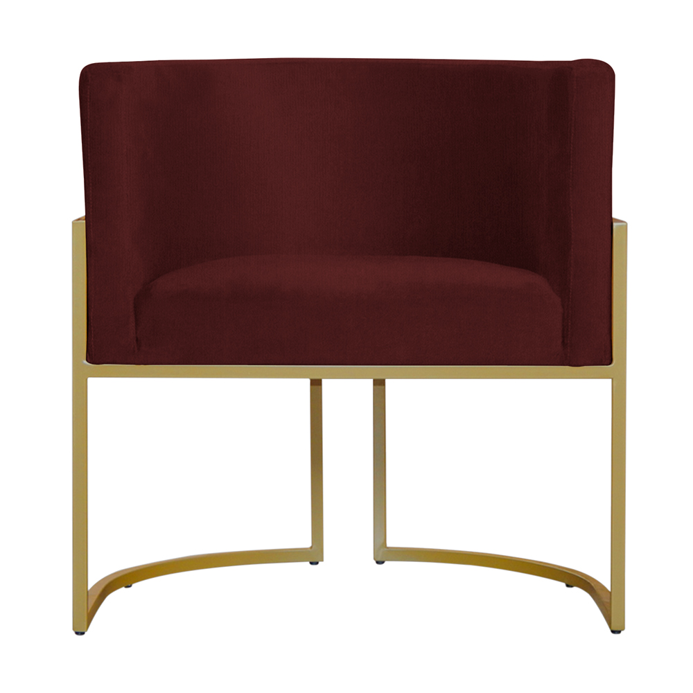 Kit 5 Poltronas Decorativa Sala de Estar Luana Base Gold Suede Bordô - Montanaris Decor