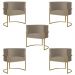 Kit 5 Poltronas Decorativa Sala de Estar Luana Base Gold Suede Cappuccino - Montanaris Decor