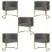 Kit 5 Poltronas Decorativa Sala de Estar Luana Base Gold Suede Cinza - Montanaris Decor