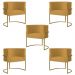 Kit 5 Poltronas Decorativa Sala de Estar Luana Base Gold Suede Mostarda - Montanaris Decor