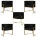 Kit 5 Poltronas Decorativa Sala de Estar Luana Base Gold Suede Preto - Montanaris Decor
