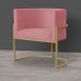Kit 5 Poltronas Decorativa Sala de Estar Luana Base Gold Suede Rosa - Montanaris Decor