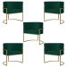 Kit 5 Poltronas Decorativa Sala de Estar Luana Base Gold Suede Verde - Montanaris Decor