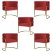 Kit 5 Poltronas Decorativa Sala de Estar Luana Base Gold Suede Vermelho - Montanaris Decor