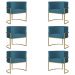 Kit 6 Poltronas Decorativa Sala de Estar Luana Base Gold Suede Azul - Montanaris Decor