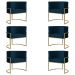 Kit 6 Poltronas Decorativa Sala de Estar Luana Base Gold Suede Azul Marinho - Montanaris Decor